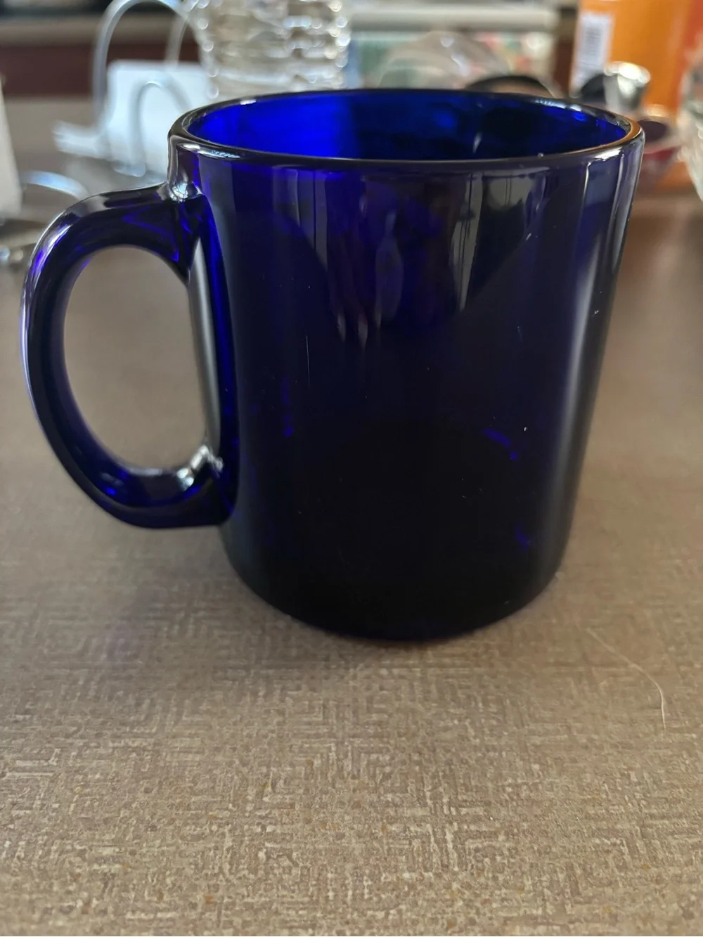 Adidas Cobalt Blue Glass Mug with Winged Shoe Logo